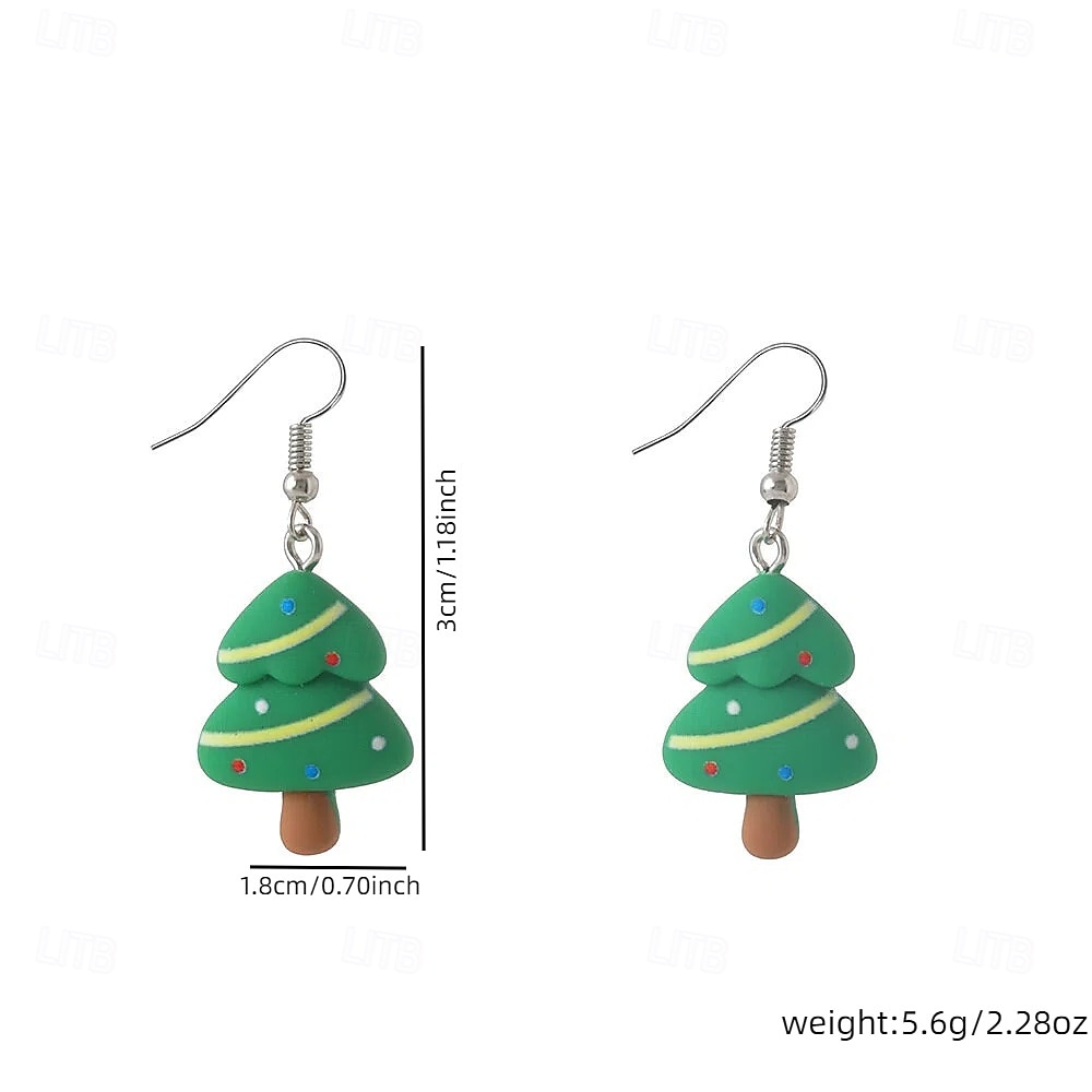 orecchini a forma di albero di Natale con ornamenti colorati - graziosi gioielli natalizi per regali di Natale del 2026 a $7.99 –P3