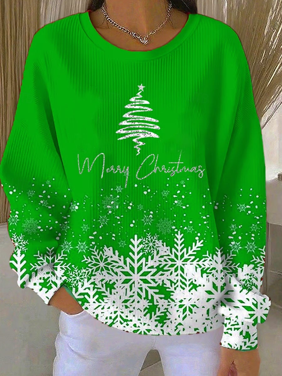 Christmas Women's Pullover Graphic  Warm Classic Casual Long Sleeve Crew Neck Regular Tops Home Street Dailywear Print Red Blue Purple Green Fall Winter 2026 - $35.99 –P5