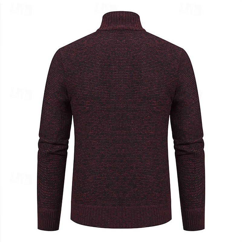 Męskie Sweter Rozpinany Przycięty sweter Sweter z zamkiem Sweter z dzianiny Prążkowany Robić na drutach Zwykłe topy Niejednolita całość Kieszeń Równina Kołnierz stawiany Moda Klasyczny Urlop Dzienne 2025 - $35.99 –P9