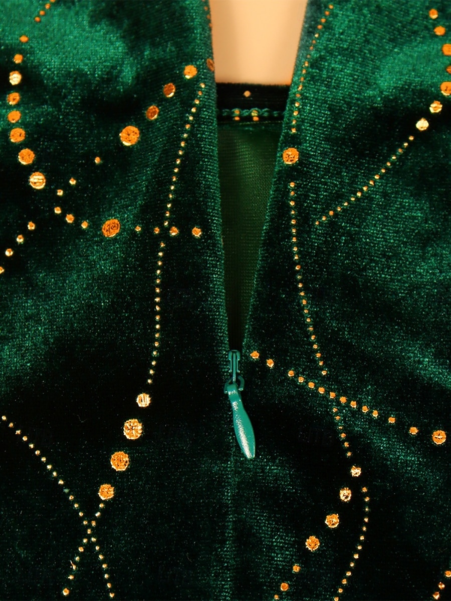 Damskie Puszysta Aksamitna sukienka Graficzny Półgolf Długi rękaw Wiosna Jesień Elegancja Moda Nowoczesny Sukienka maxi Formalny Święta Sukienka 2025 - $36.99 –P9