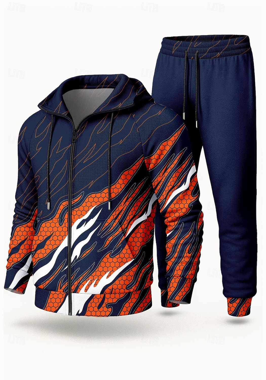 رجالي هوديي بدلة رياضية بدلة رياضية من قطعتين رباط إحزم هندسي أطقم ملابس رياضية الخريف الشتاء برتقالي مهنة الخارج السفر خفة الوزن موضة كم طويل رياضة ألبسة رياضية قابل للبسط عادي 2026 - $47.99 –P1