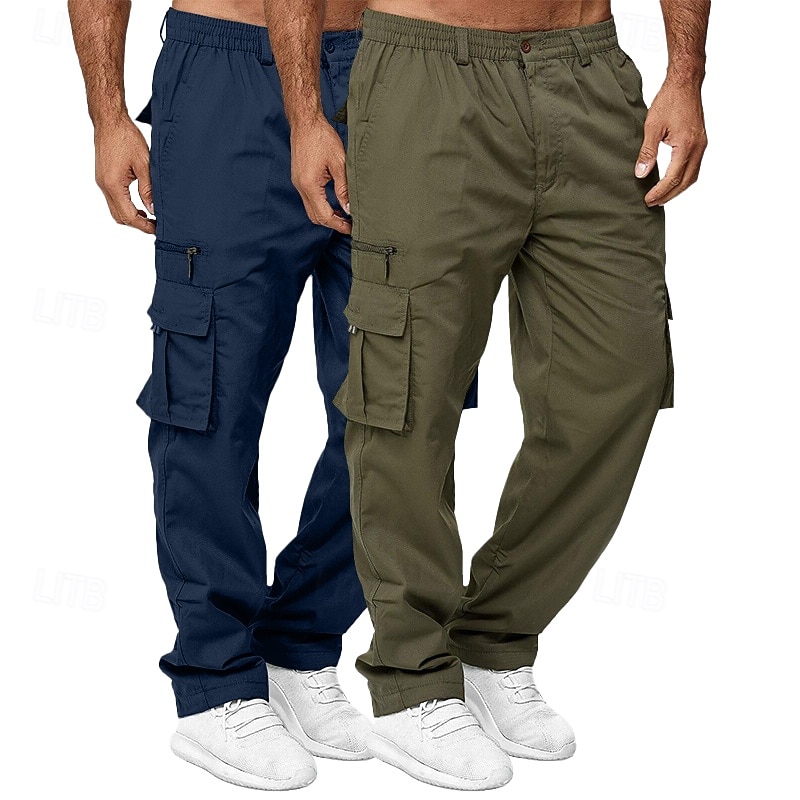 Per uomo Pantaloni Cargo Pantaloni da escursionismo Elastico in vita Multi-tasche Semplice Traspirante Lunghezza intera All'aperto Casuale Quotidiano Stile Etnico Stile Classico Verde+Cachi Blu+Cachi del 2026 a $31.99 –P9