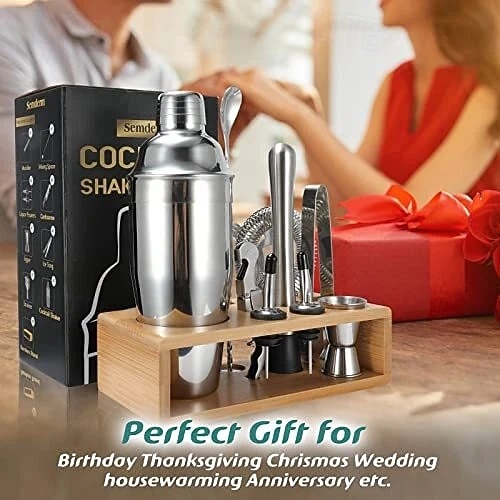 Set shaker per cocktail da 10 pezzi con supporto in bambù - kit da barman per mixologia del 2026 a $61.99 –P1