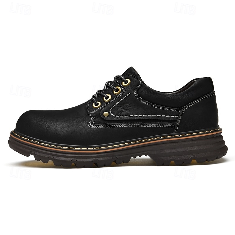 Homens Oxfords Tênis de trabalho Vintage Negócio Clássico Diário Escritório e Carreira Couro Prova-de-Água Antiderrapante Com Cadarço Preto Marron Outono Inverno de 2026 por $69.99 –P1