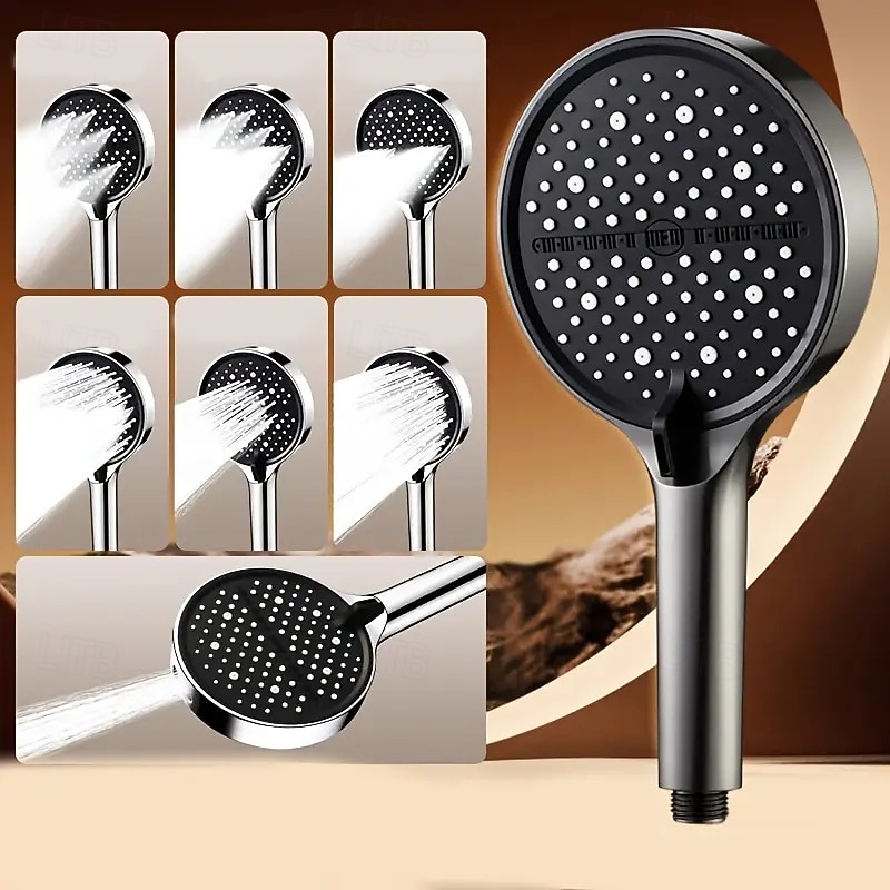 Stor panel 7 lägen handhållet duschmunstycke högtryck vattenbesparande spraymunstycken stort flöde massage badrumsduschmunstycke för hemmabruk badrumsduschtillbehör 2026 - $16.99 –P1