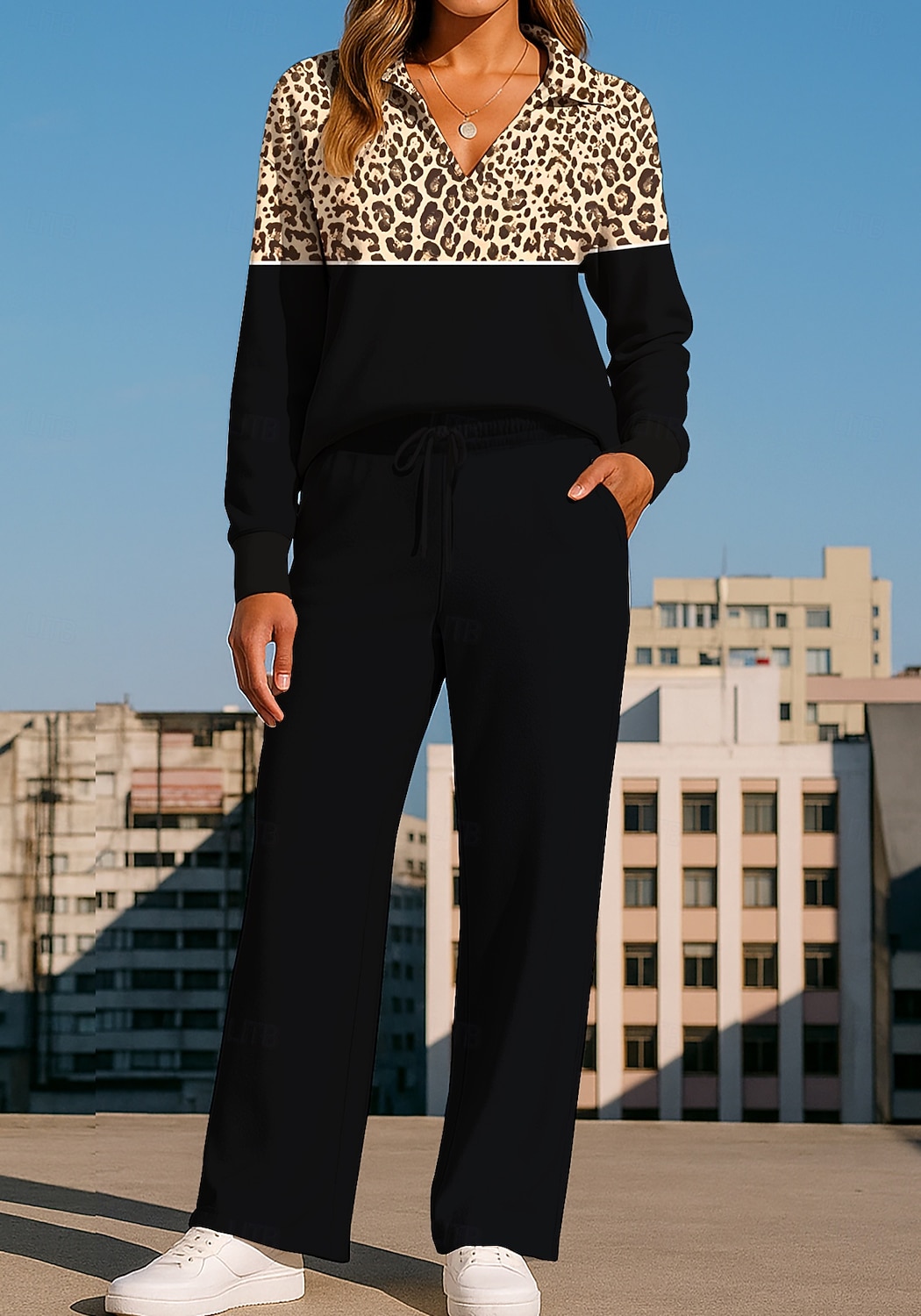 Femmes Sweat-shirt Ensemble Survetement Jogging Pantalon Cordon de serrage Avec Poches Léopard Veste et Pantalon de Jogging Ensemble de vêtements de sport Vêtements d'intérieur Été Printemps Automne de 2026 ? $44.99 –P1