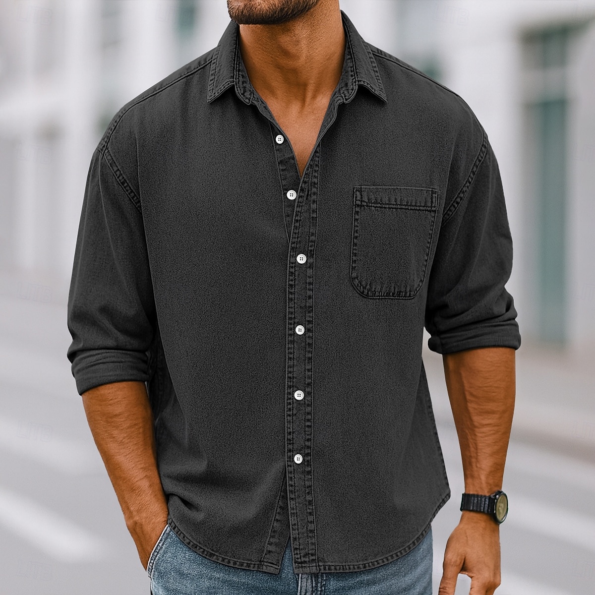 Homens Camisa Social Camisa casual camisa vintage camisa de botão Vinho Azul Marinha Manga Longa Tecido Lapela Casual Streetwear Bolsos Roupa Algodão Elastano Vintage Moda Retro Vintage de 2026 por $31.99 –P12