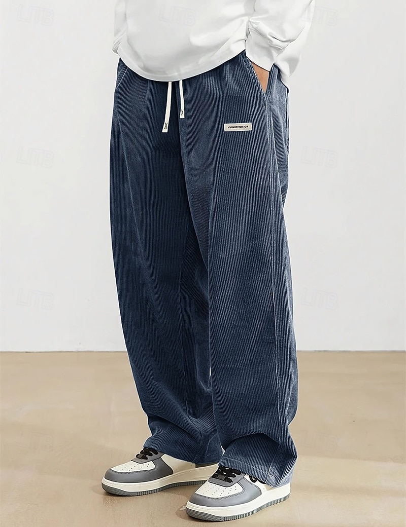 Bărbați Pantaloni Pantaloni Corduroy Pantaloni largi Pantaloni casual Pantaloni de sport cu picior drept Cordon Talie elastică Culoare solidă Confort Lungime totală Zilnic Casă În aer liber Modă Șic 2026 - $25.99 –P7