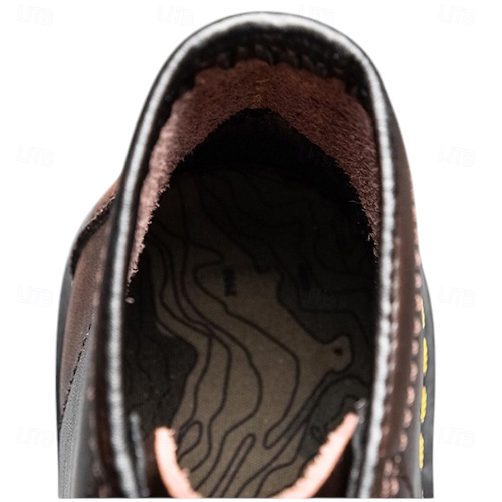 Botas de trabalho masculinas de couro bordô com cadarço, botas de combate vintage casuais de cano curto, duráveis para atividades ao ar livre &sapatos de uso diário de 2026 por $59.99 –P3