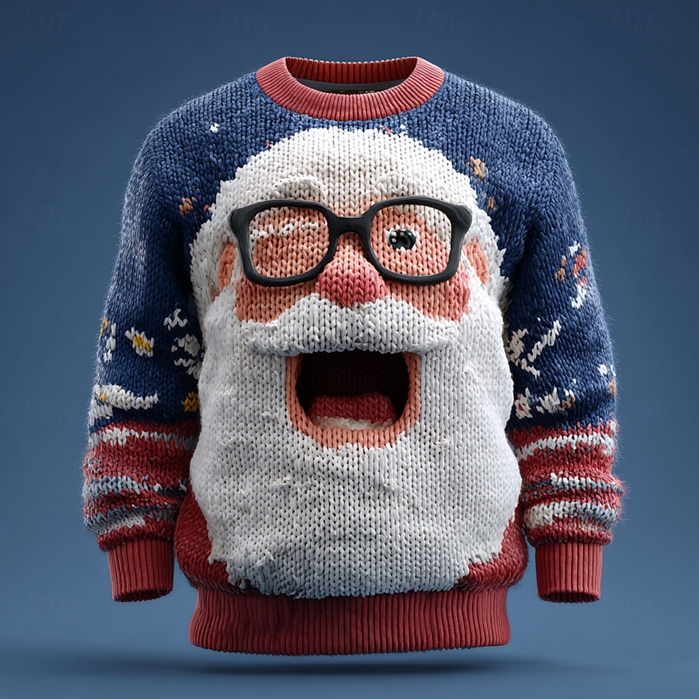 Pull De Noël Drôle Homme/Femme - Impression 3D Père Noël Et Rennes - Sweat-shirt Chaud Hiver Fêtes
