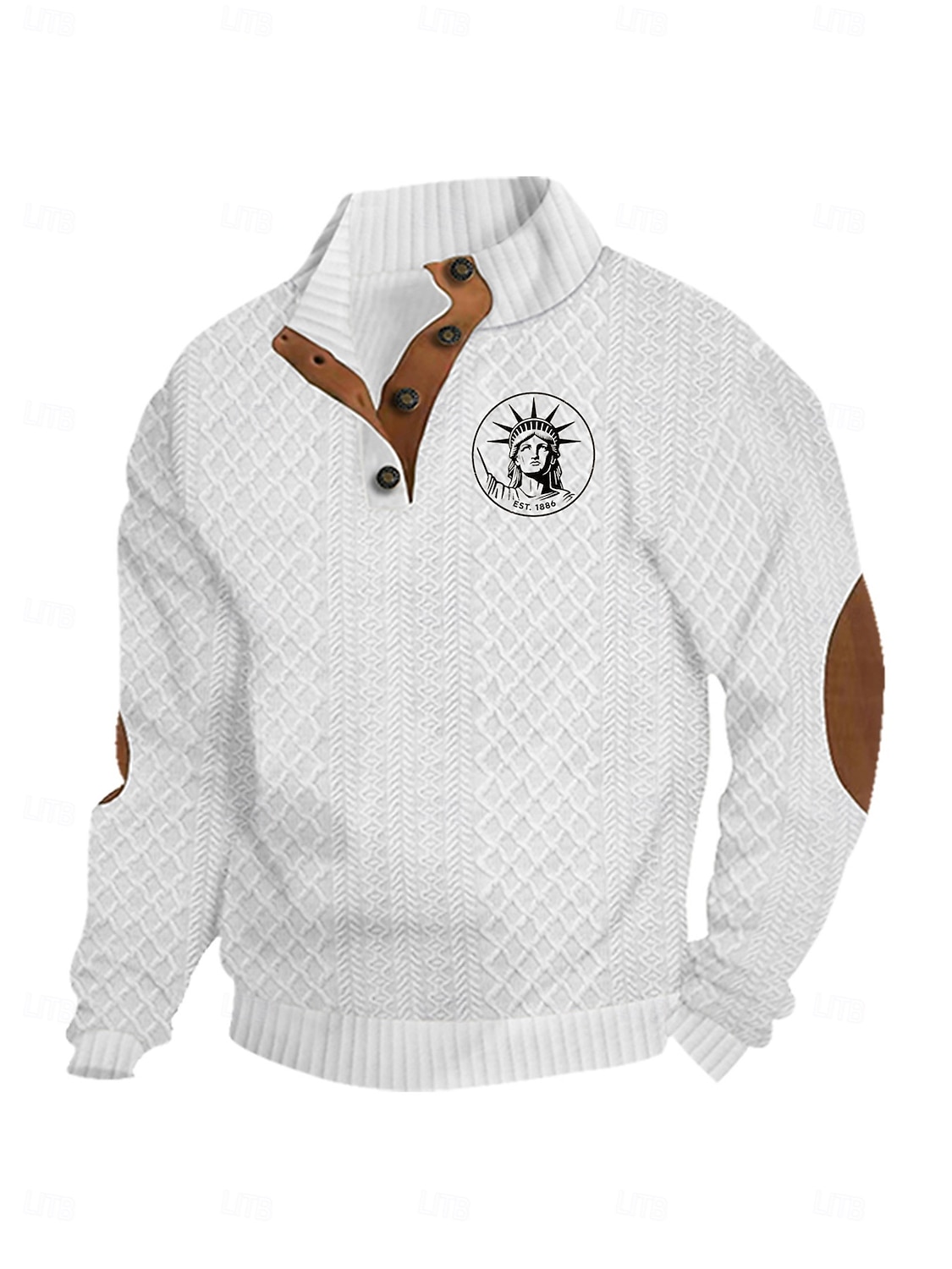 Hombre Sudadera Negro Blanco Vino Verde Ejército Azul Marino Cuello Mao Graphic Jacquard Retazos Diario Festivos Noche Poliéster Ropa de calle Casual Otoño Invierno Ropa Sudaderas con capucha 2026 - $27.99 –P7