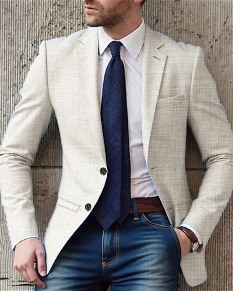 Homme Blazer Affaires Cocktail Fête de mariage Mode Occasionnel Printemps Automne Polyester Uni Avec Poches Boutons Confortable Simple Boutonnage veste Bleu Ciel Kaki Café de 2026 ? $43.99 –P7