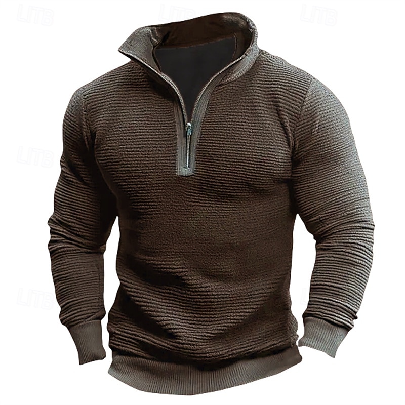 Men's Sweatshirt Quarter Zip Sweatshirt Wine Army Green Brown Coffee Gray Half Zip Plain Half Zip Sports & Outdoor Daily Holiday Polyester Streetwear Basic Casual Fall Winter Clothing Apparel Hoodies 2026 - $29.99 –P4
