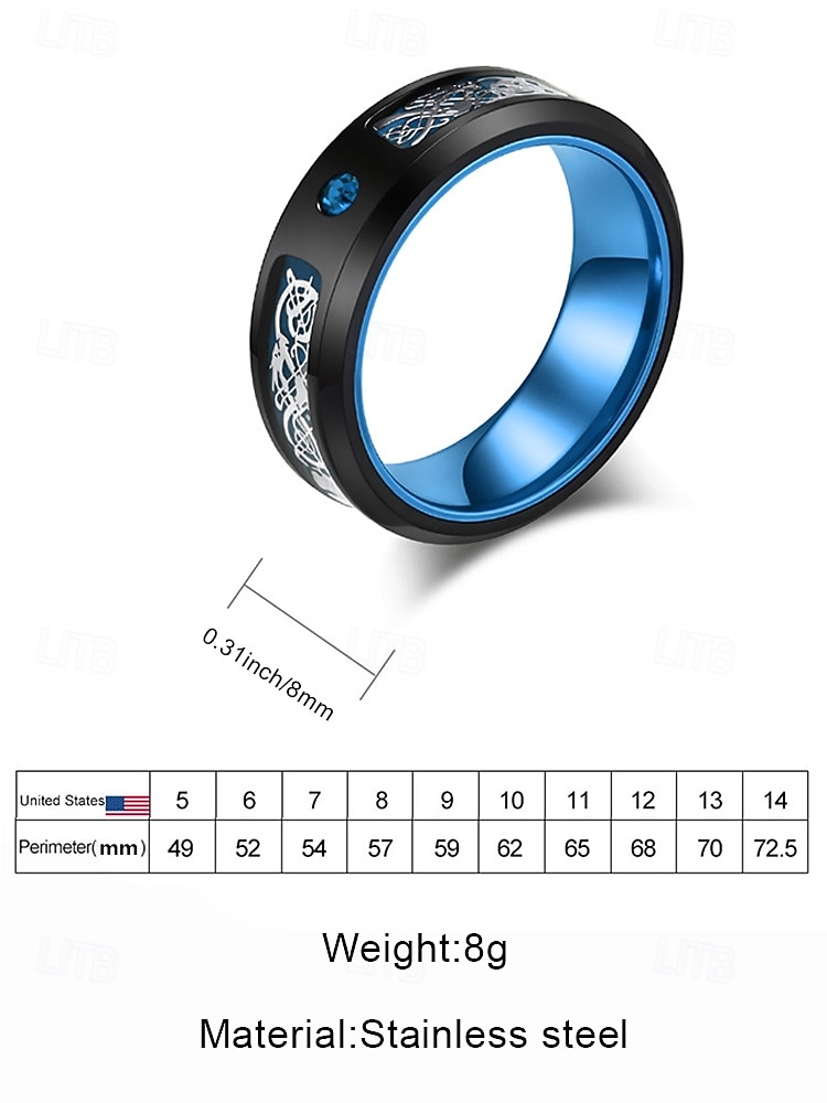 Men's Stainless Steel Celtic Pattern Ring, Stylish Multicolor Band Jewelry with Inlaid Stone, Durable Fashion Accessory, Unique Christmas Gift for Parties & Everyday Wear 2026 - $11.99 –P11