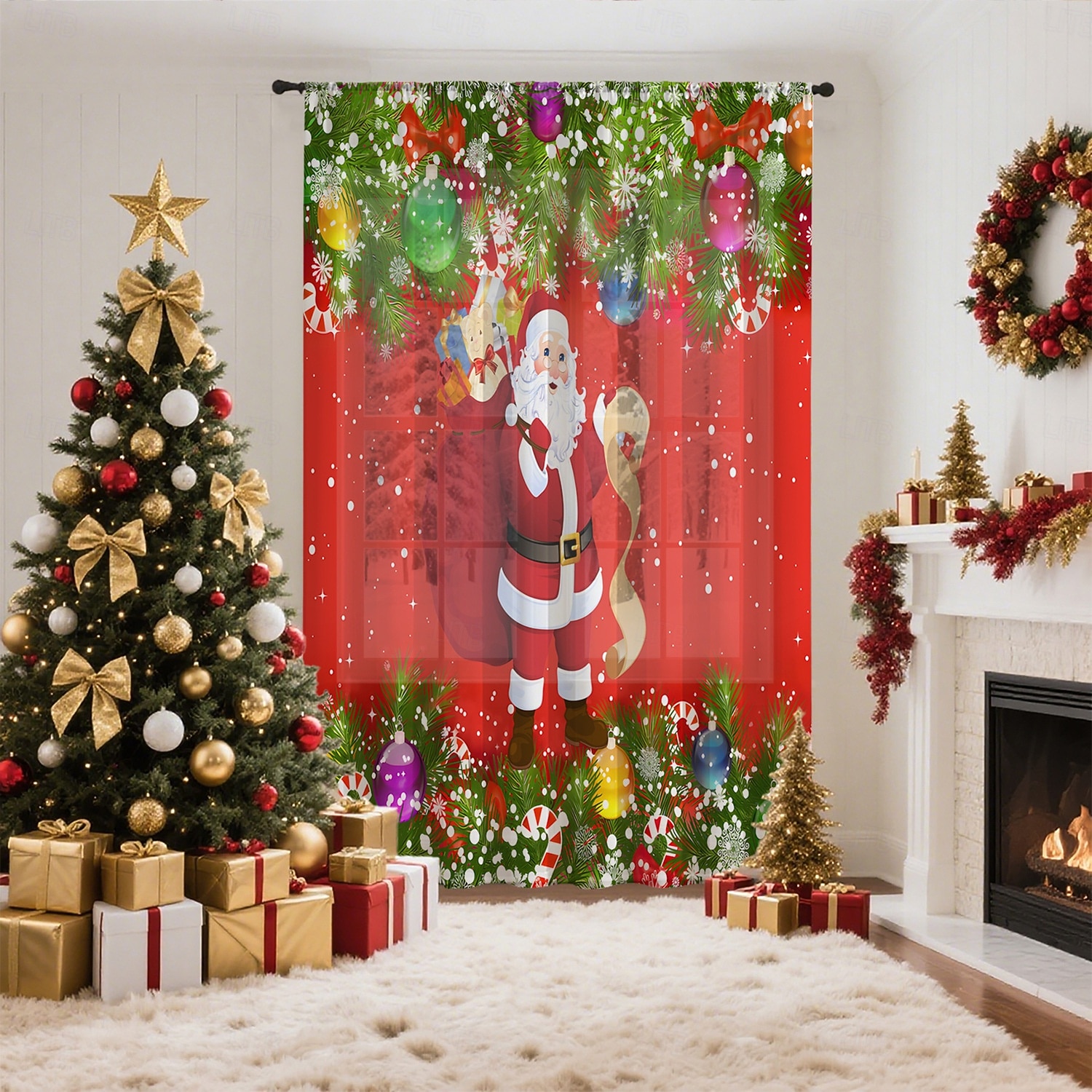 Рождественские прозрачные шторы серии 2025, 3D цифровая печать, оконные шторы для гостиной, спальни, праздничное украшение, декор для дома, элегантные праздничные шторные панели 2025 - $12.99 –P8