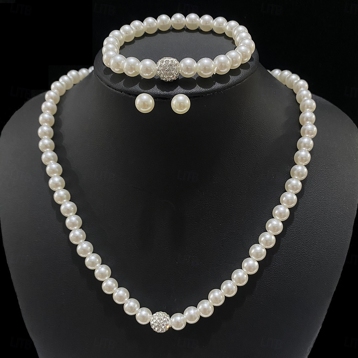 klassisches Perlenschmuckset – elegante weiße Imitationsperlenkette, Armband & Ohrstecker für Damen 2026 - $11.99 –P4