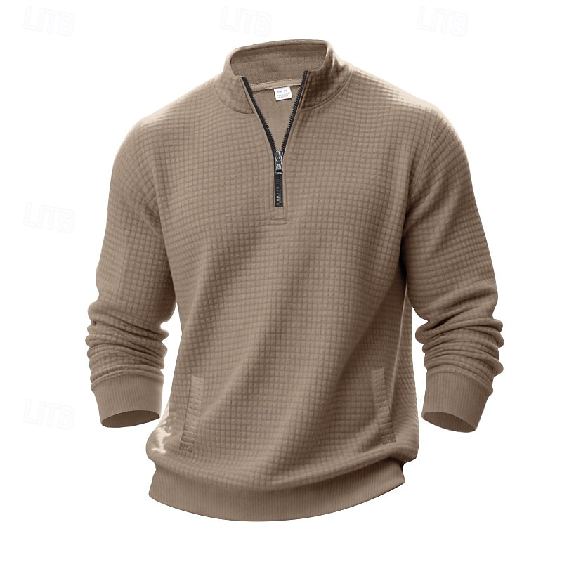 Homme Sweat-shirt Sweat-shirt quart de fermeture éclair Gris Clair Demi-zip Uni Jacquard Quotidien Sport & Loisir Fête Polyester Streetwear Basique Occasionnel Printemps Automne Vêtement Tenue Pulls de 2026 ? $28.99 –P17