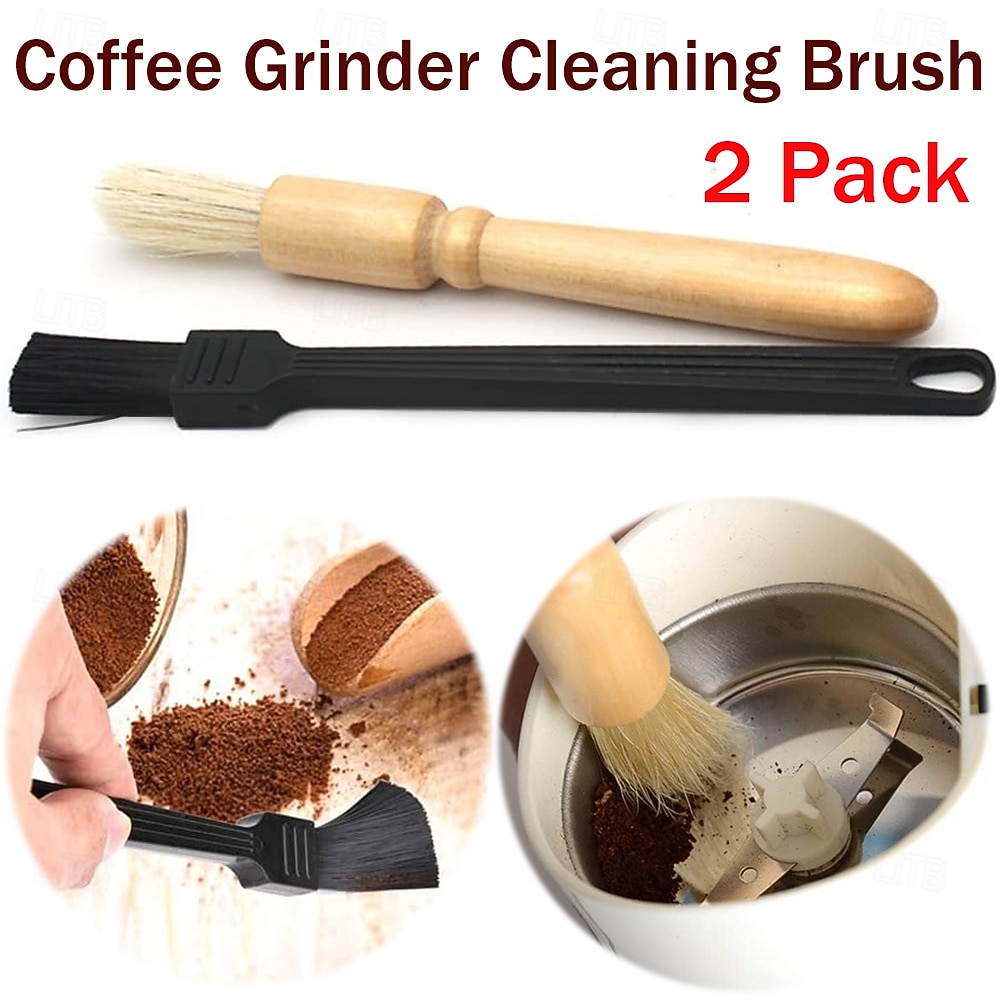 2 щетки для чистки кофемолки с тяжелой деревянной ручкой &щетина для удаления пыли с древесины щеткой для эспрессо и нейлоновая щетка для эспрессо-машины 2026 - $10.99 –P1