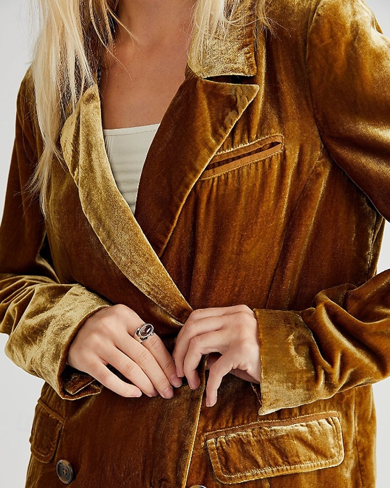 Per donna Blazer Blazer di velluto Confortevole Tasca Bottoni Moda Semplice Feste Festa / Sera Uscire Regolare Collo ripiegato Vestibilità regolare Manica Lunga Capispalla Nero Vino Verde scuro del 2026 a $45.99 –P8
