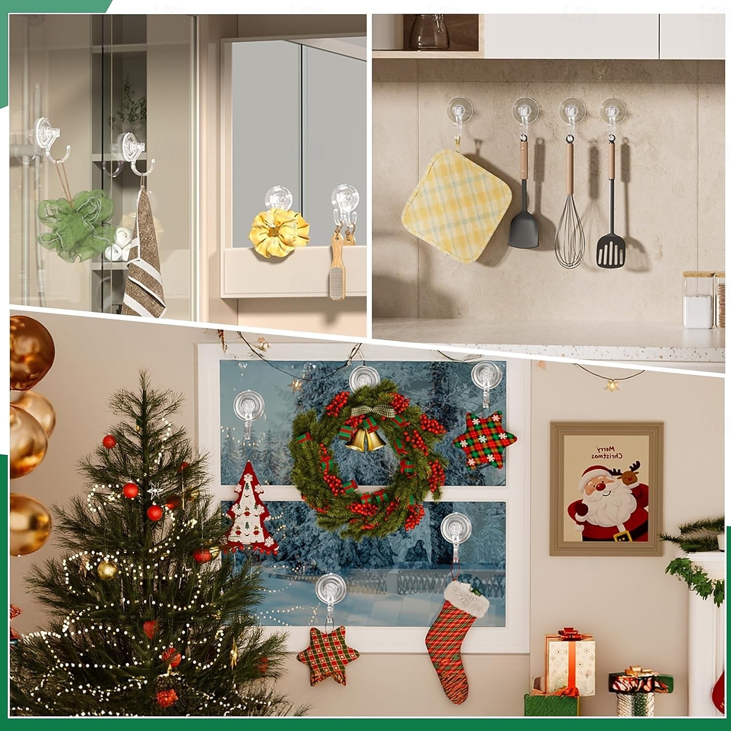 4 ganci a ventosa per ghirlande: resistenti, reggono fino a 8,2 kg (18 libbre), ganci grandi da 1,8 pollici, ideali per ghirlande di Halloween e Natale, non richiedono attrezzi, non danneggiano porte del 2026 a $13.99 –P8