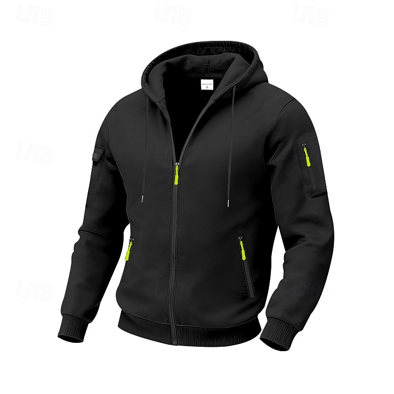 Voor heren Trui met capuchon Hoodie met volledige rits Fleece hoodie Tactische capuchon Zwart Marineblauw Khaki Lichtgrijs Donkergrijs Capuchon Effen Vetoketju Zak Sport & Outdoor Casual Dagelijks 2026 - $28.99 –P6