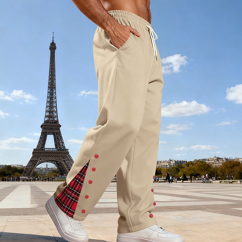 Herre Joggebukser Bukser Snorer Lomme Elastisk midje Ruter Komfort Sport & Utendørs Daglig Mote Fritid Svart Hvit Mikroelastisk 2025 - $20.99 –P20