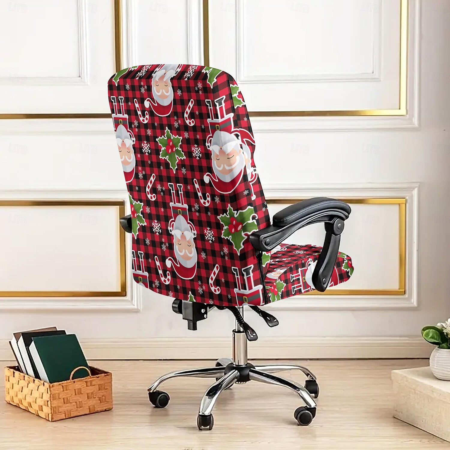 Fundas navideñas para sillas y taburetes de oficina, fundas elásticas de poliéster con estampado geométrico para la decoración navideña del hogar. 2025 - $14.99 –P6