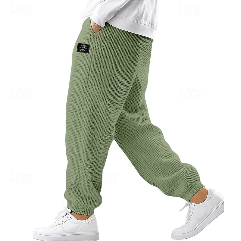 Męskie Gofrowana Spodnie dresowe Biegacze Spodnie Spodnie codzienne Ściągana na sznurek Elastyczny mankiet Jednokolorowe Komfort Pełna długość Na zewnątrz Codzienny Streetwear Moda Szykowne i 2025 - $21.99 –P2