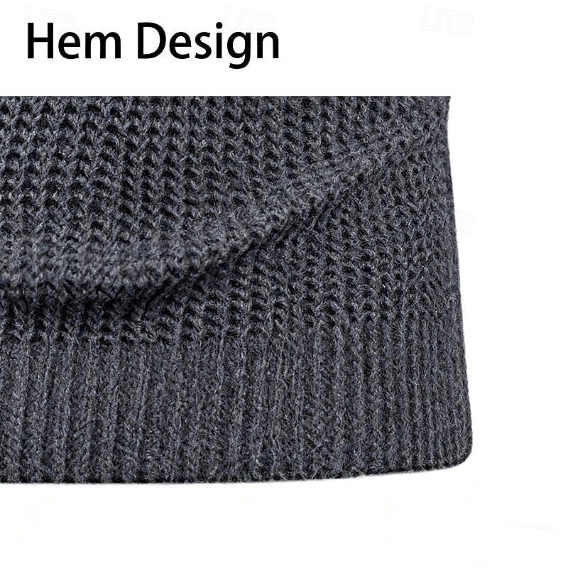 Herren Pullover Strickpullover Gerippt Stricken Normale Oberteile Gestrickt Einfach Rundhalsausschnitt Mode Basic Urlaub Alltagskleidung Bekleidung Herbst Winter Schwarz Marineblau M L XL 2026 - $48.99 –P6
