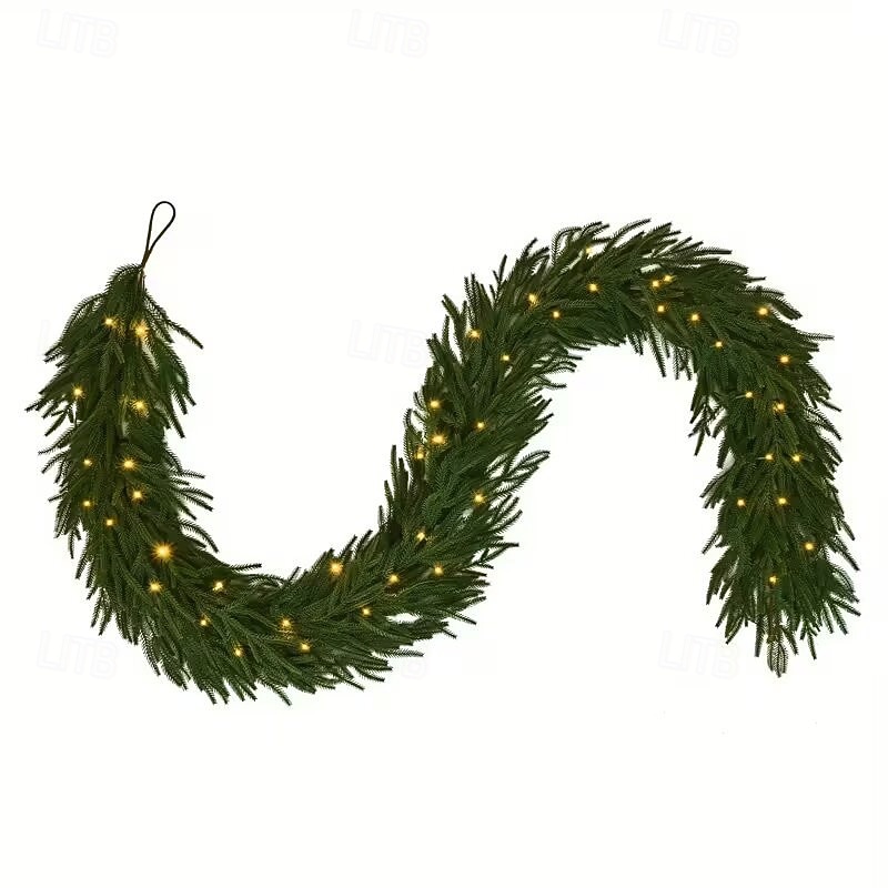 Neue 1,5M 1,8M 2,7M Norfolktanne Girlande für Dekorationen LED Lichterkette Künstliche Party-Girlande mit Lichtern für Innendekoration Urlaub Beleuchtung AA-Batteriebetrieb 2026 - $25.99 –P4