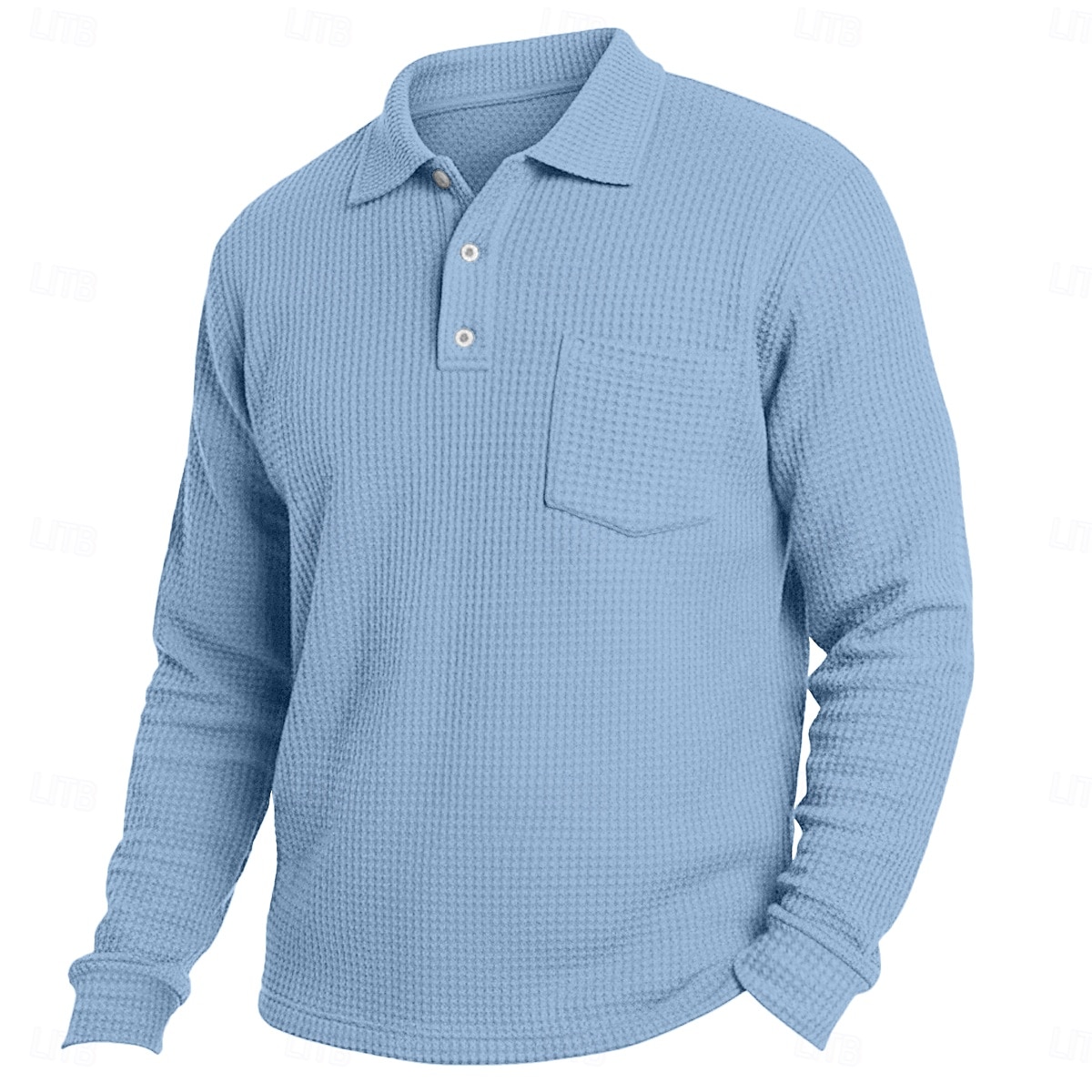 Herre Vaffel poloskjorter Golf poloskjorter Virksomhet Avslappet Knaphul Klassisk Langermet Mote Grunnleggende Helfarge Lomme Høst Vinter Alle årstider Normal Hvit Lyseblå Rød Navyblå Lilla Grønn 2025 - $21.99 –P2