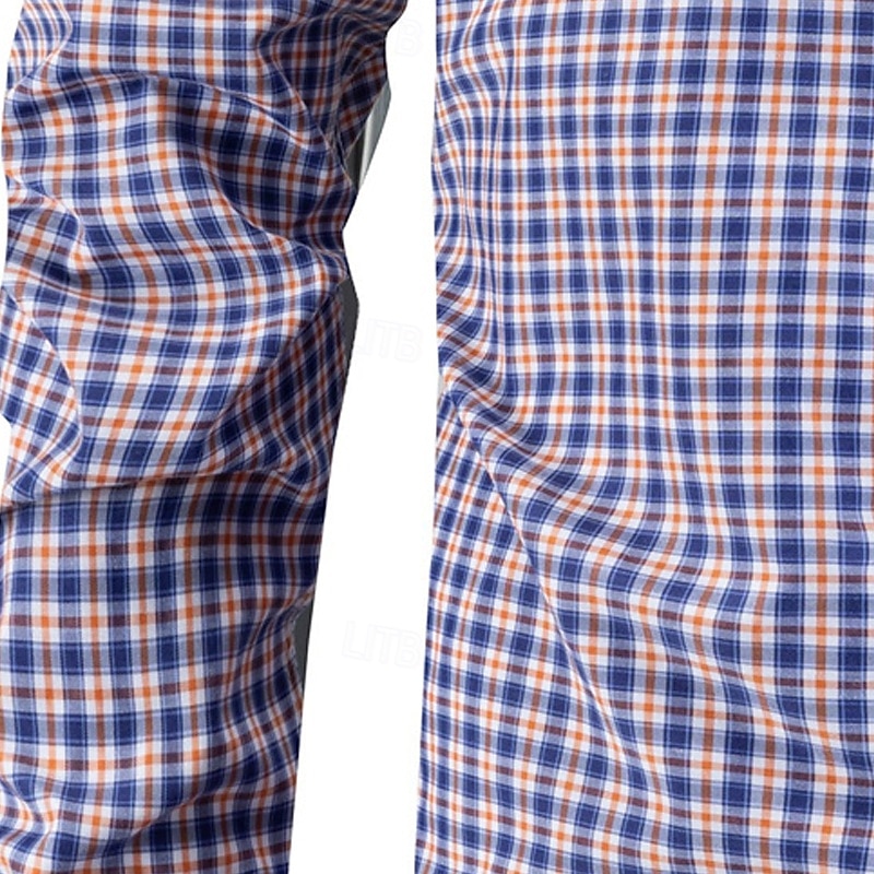 Men's Shirt Dress Shirt Button Up Shirt Plaid Wedding Daily Blue Sky Blue Dark Blue Long Sleeve Turndown Spring Fall Clothing Apparel Front Pocket 2026 - $30.99 –P5