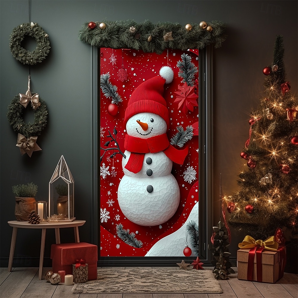 Jul Affischer Dörrskydd Utomhus banderoller Snögubbe Strumpbyxor söt stil 3D Fest Studentboende Tonårsrum Killar Man Cave Frat Sovrum Bakgrundsfotografering Ytterdörr Heminredning 2026 - $19.99 –P11