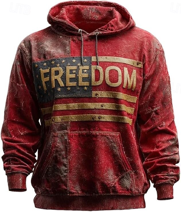 Per uomo Croce Bandiera Americana Felpa con Cappuccio Moda Casual Vintage Retrò Manica Lunga Con Cappuccio Vacanza Feste Abbigliamento casual alla moda Festival Blu Rosso Stampa Autunno Inverno del 2026 a $31.99 –P1