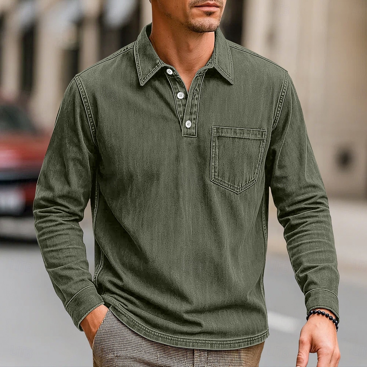 Per uomo Polo Polo da Golf Streetwear Affari Classico Manica Lunga Vintage Essenziale Tinta unica Semplice Tasca Autunno Inverno Interstagionale Vestibilità comoda Nero Rosa Blu marino Blu Viola del 2026 a $31.99 –P5