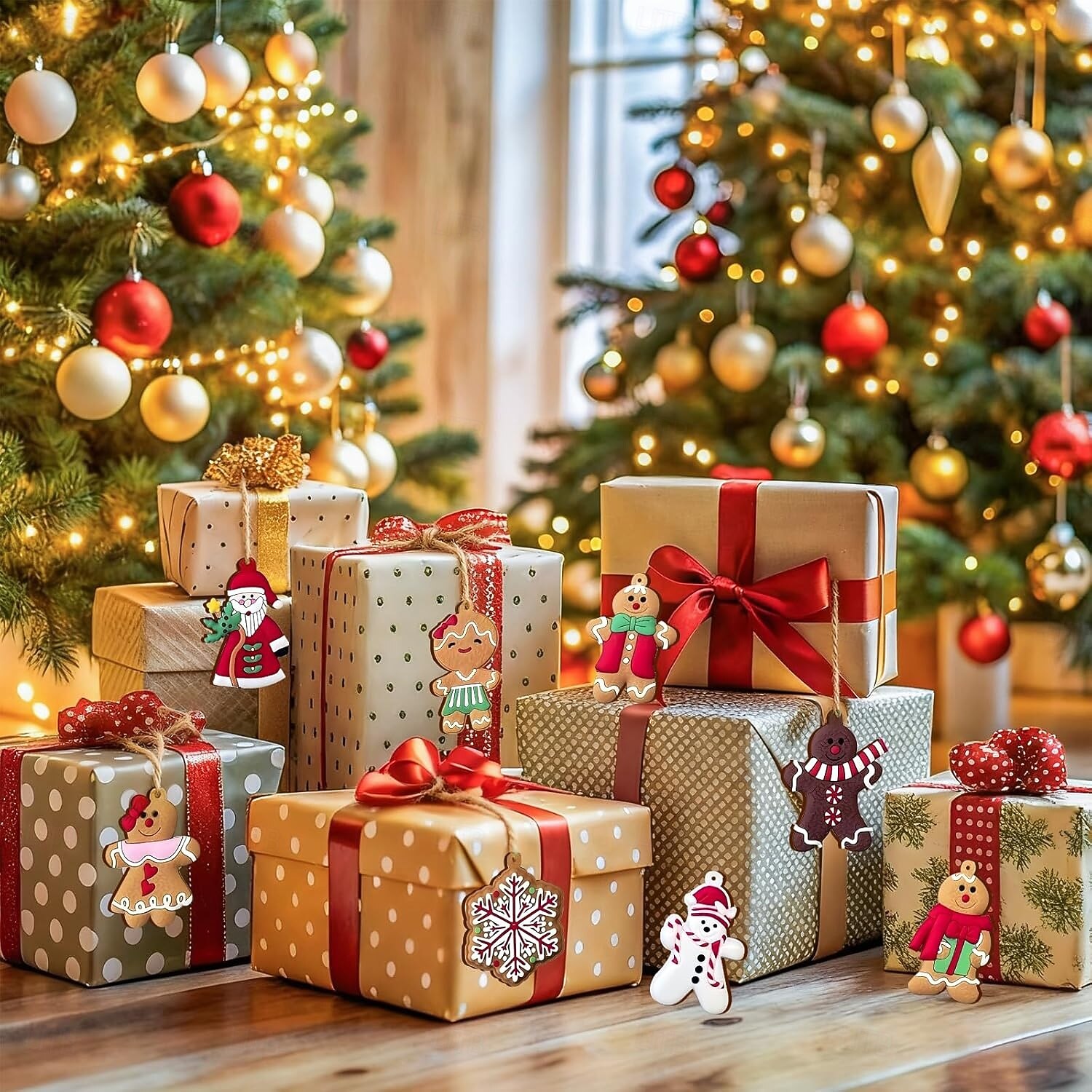 12 ks vánoční ozdoby na stromeček, roztomilý sněhulák, vánoční ozdoby na stromeček, Santa Claus, různé figurky perníku, ozdoby s domečkem z cukrových sušenek na vánoční stromeček, závěsné dekorace, 2025 - $12.49 –P3