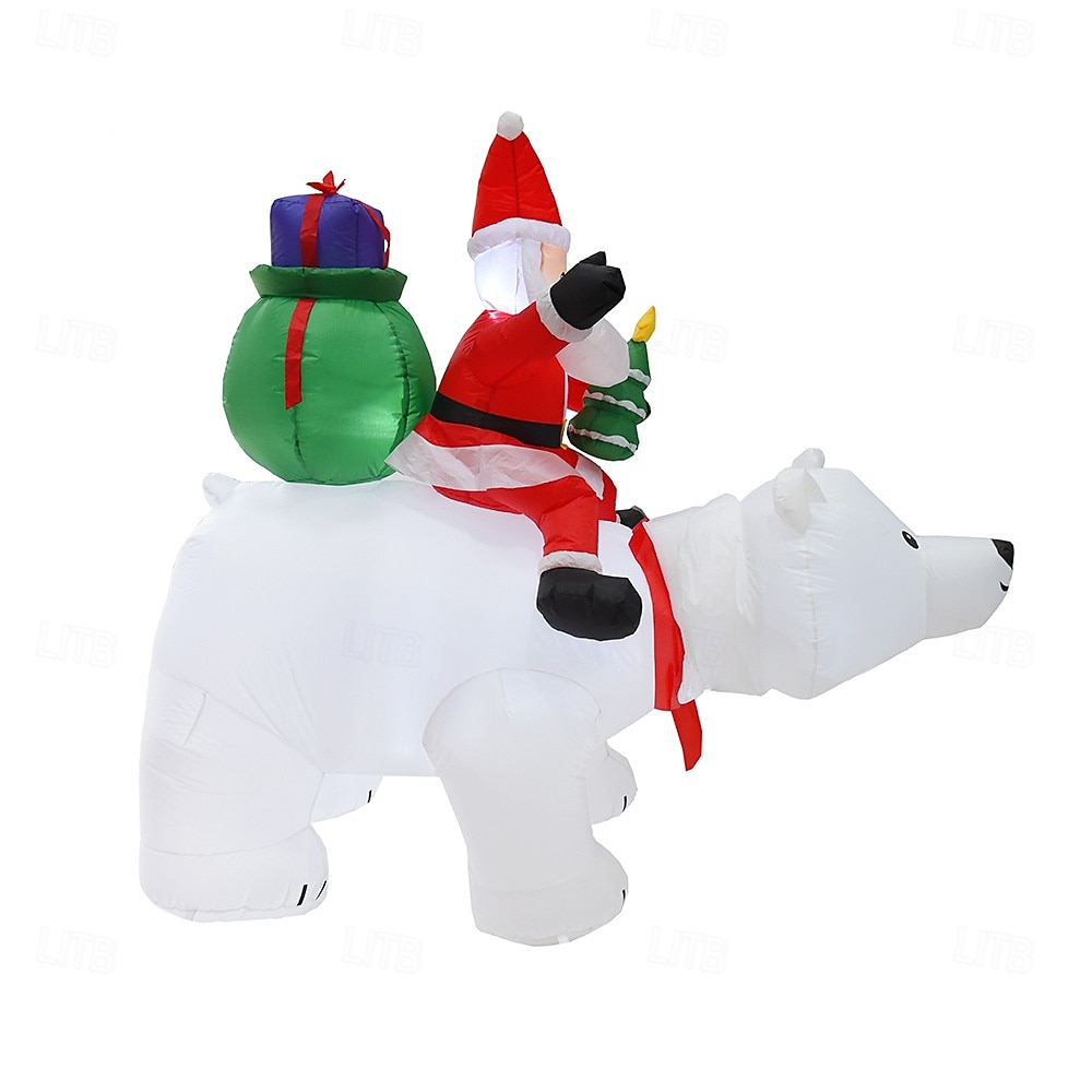Christmas Santa Claus riding a shaking white bear LED strip light inflatable air model indoor and outdoor courtyard lawn party festive atmosphere decoration light EU/US/UK/AU Plug 2025 - $91.99 –P5
