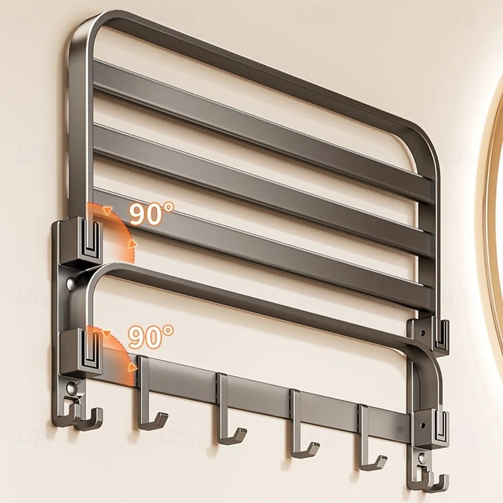 Bath Towel Rack Wall-Mounted No-Drill Shower Curtain Hook Assembly Bathroom Shower Room Vanity Rack 2026 - $28.99 –P3