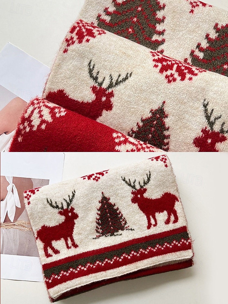 Damen Schal Gestrickt Polyester Weihnachtsbaum Weihnachtsmuster Weihnachten Mode Freizeit 2026 - $24.99 –P9