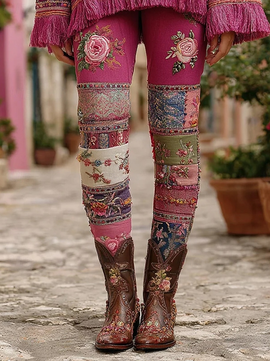 Per donna Leggings Vacanza Vintage Moda Lunghezza intera Vita Alta Floreale Grafico Coulisse Patchwork Stampa Calore Termico Morbido Traspirante Elasticizzato Quotidiano All'aperto Vacanza Bianco del 2026 a $21.99 –P1