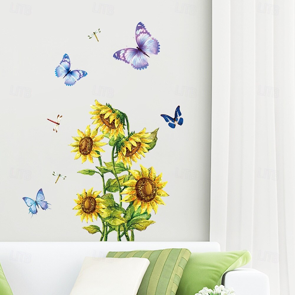 sarjakuva auringonkukka perhonen seinätarra irrotettava design lastenhuoneeseen päiväkoti leikkikenttä kodin sisustus luova koristeellinen seinätarra kirkas värikäs hauska sisätausta taidetarvikkeet 2026 - $7.99 –P2
