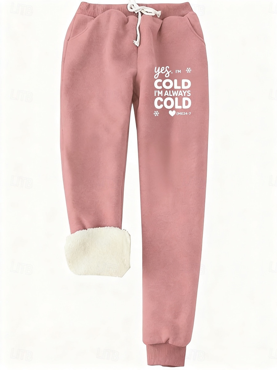 Γυναικεία Αθλητικές Φόρμες Παντελόνι Fleece Μοντέρνα Βασικό Καθημερινό Πλήρες μήκος Ψηλή Μέση Γράμμα Κορδόνι Τσέπη Στάμπα Διατηρείτε Ζεστό Αντιανεμικό Άνετα Μικροελαστικό 2025 - $22.99 –P1