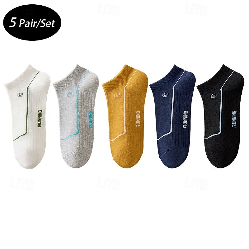 Pánské 5 párů Vícenásobné balení Ponožky Koşu Çorapları Ponožky pro běžné nošení Duhová Barva Slátanina Písmena Dovolená Sporty a outdoor Denní Základní Střední Jaro Podzim Módní Na běžné nošení 2026 - $4.99 –P1