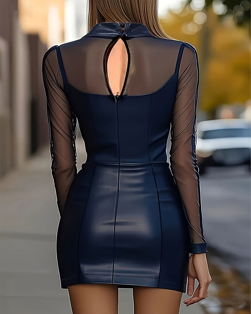 Damskie Sukienka mini Sukienka koktajlowa Sukienka ołówkowa Skórzana sukienka Moda Gorący Nowoczesny Wieczorna impreza Impreza Specjalne okazje Regularny Równina Długi rękaw Wysoki Czarny Wiosna 2026 - $33.99 –P3