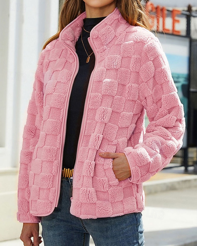 Per donna Cappotto Invernale Cappotto Teddy Caldo Confortevole Cerniera Tasca Casual Tinta unica Vacanza Streetwear Casuale Abbigliamento quotidiano Regolare Collo alla coreana Vestibilità regolare del 2026 a $43.99 –P5