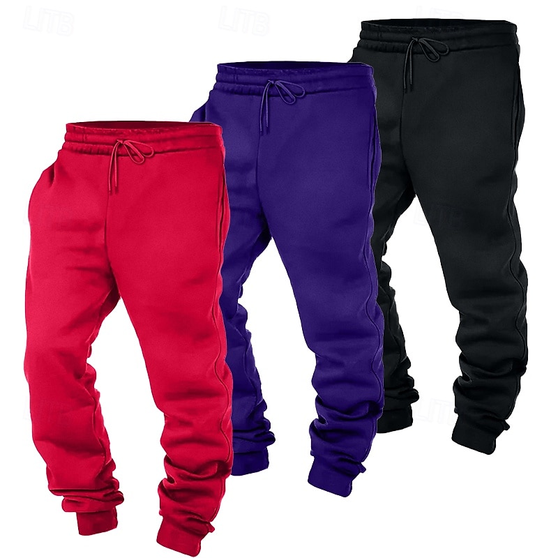 Monipakkaus 3kpl Miesten Punainen+violetti+keltainen Veryttelyhousut Lenkkeilijät Fleece-housut Kurenauha Joustava vyötärö Tavallinen Loma Arki-asut Polyesteri Syksy 2026 - $29.99 –P2