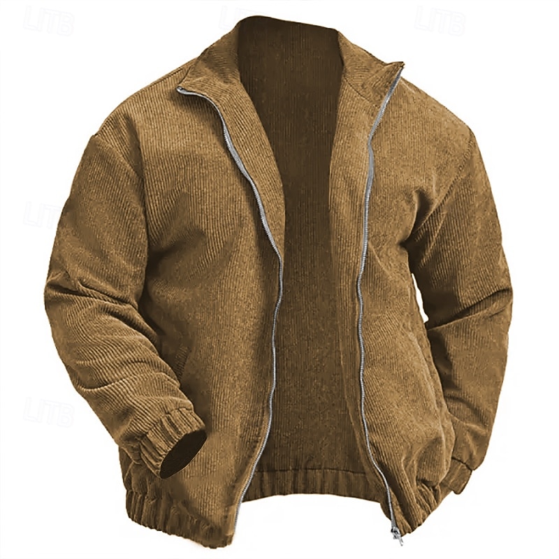 Bărbați Jachetă Corduroy Sacou Vacanță Zilnic Respirabil Buzunar Primăvară Toamnă Simplu Modă Clasic Rever Regulat Negru Albastru piscină Maro Trifoi Cafea Jachete 2026 - $30.99 –P1