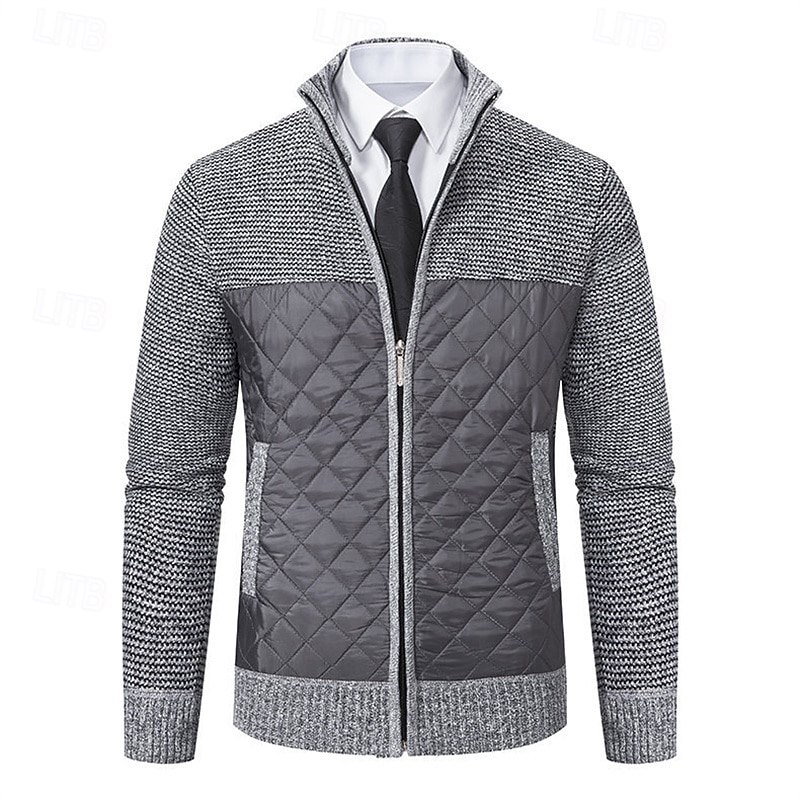 Męskie Sweter Rozpinany Przycięty sweter Sweter z zamkiem Sweter z dzianiny Prążkowany Robić na drutach Zwykłe topy Niejednolita całość Kieszeń Równina Kołnierz stawiany Moda Klasyczny Urlop Dzienne 2025 - $35.99 –P1