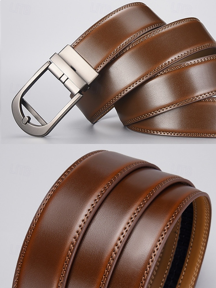 Herrengürtel aus echtem Leder mit automatischer Schnalle, klassischer Business-Casual-Kleiderbund, stilvolles Geschenk für Weihnachten, Arbeit und Alltag 2025 - $19.99 –P6