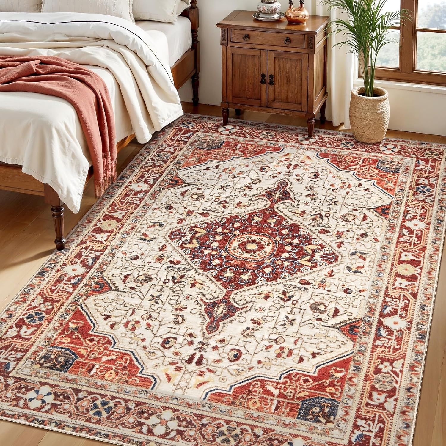 2026年 エリアラグ ヴィンテージペルシャスタイル リビングルームと寝室用 大きく耐久性のある汚れに強いフロアカーペット ソフト ノンスリップ ベッドサイドマット ホームデコ エスニックパターン クラシックデザイン  コレクション – $12.99 –P5